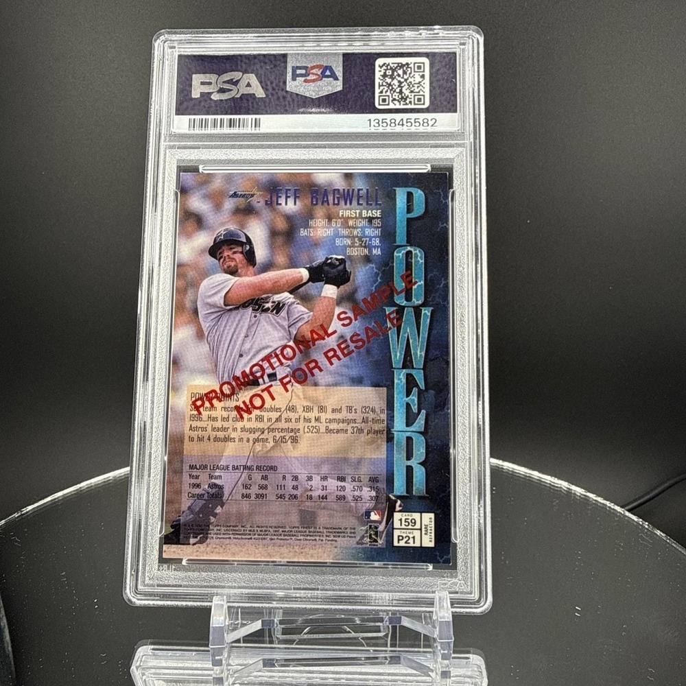1997 Topps Finest Jeff Bagwell Power Sample #159 w/ Coating PSA 8 NM-MT Astros - Picture 2 of 2